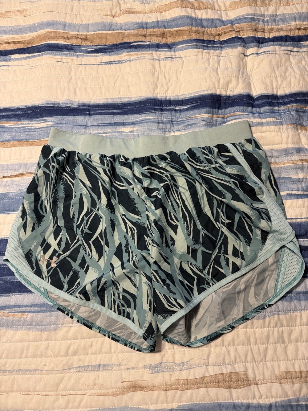 Under Armour Light Blue and Navy Women's Athletic Shorts
